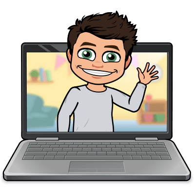 BitEmoji photo waving hello through a laptop